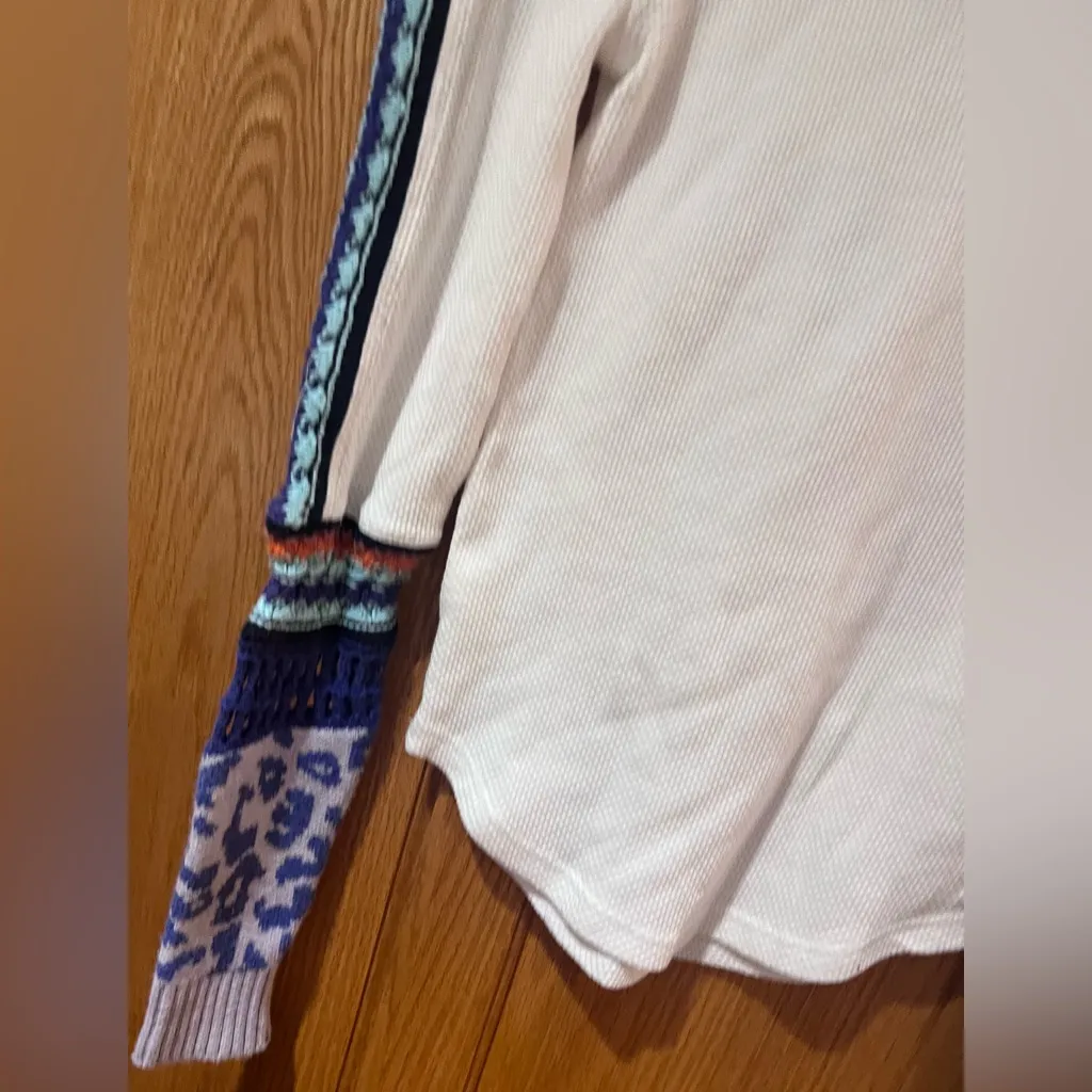 Free People Switch It Up Crochet-Trim Thermal Cuff White Top Mock Neck Size‎ XS - Image 16