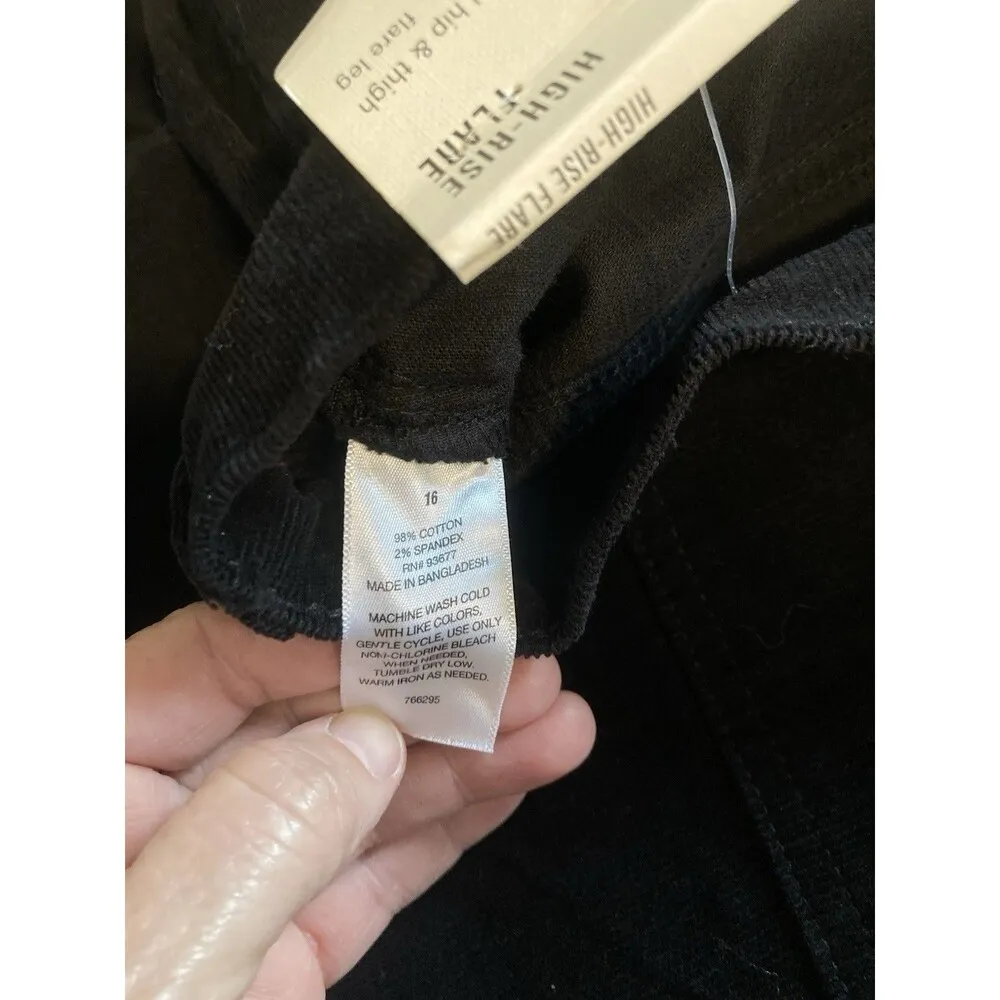 a.n.a Womens High Rise Flare Corduroy Pant Black Size 16 Flat Front NEW - Image 9