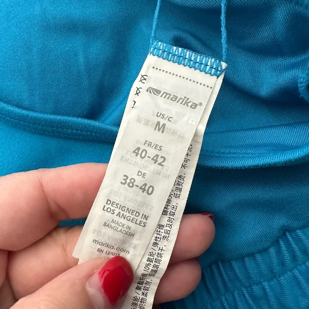 MARIKA Women's Blue Shirley Elastic Band Sport Bra Size Medium Athletic Gym - Image 6