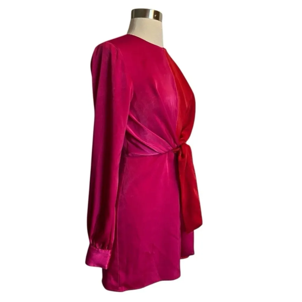 NWT House of Harlow 1960 X Revolve Lotta Dress XS Pink Red Colorblock - Image 11