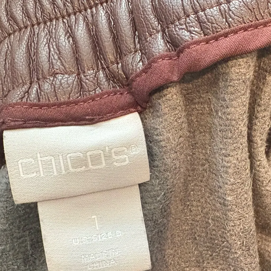 Chico’s Brown Faux Leather Pull On Crops Size 1 (Size 8)‎ - Image 7
