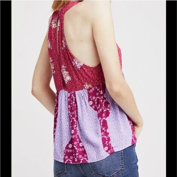 FREE PEOPLE Dream Darlin Top Boho Floral Printed Babydoll XS‎ - Image 2