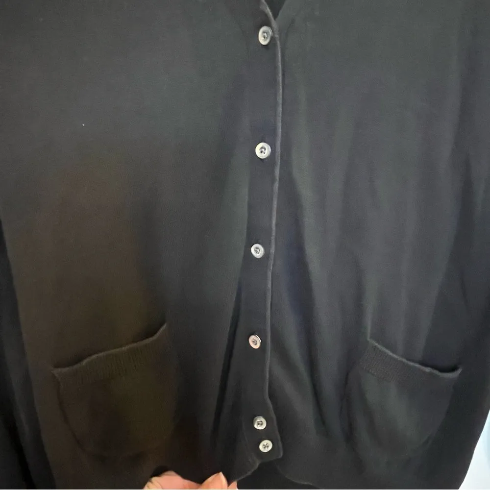 J. Crew Classic Black Cardigan Pockets Size Medium Minimalist Neutral Layering - Image 5