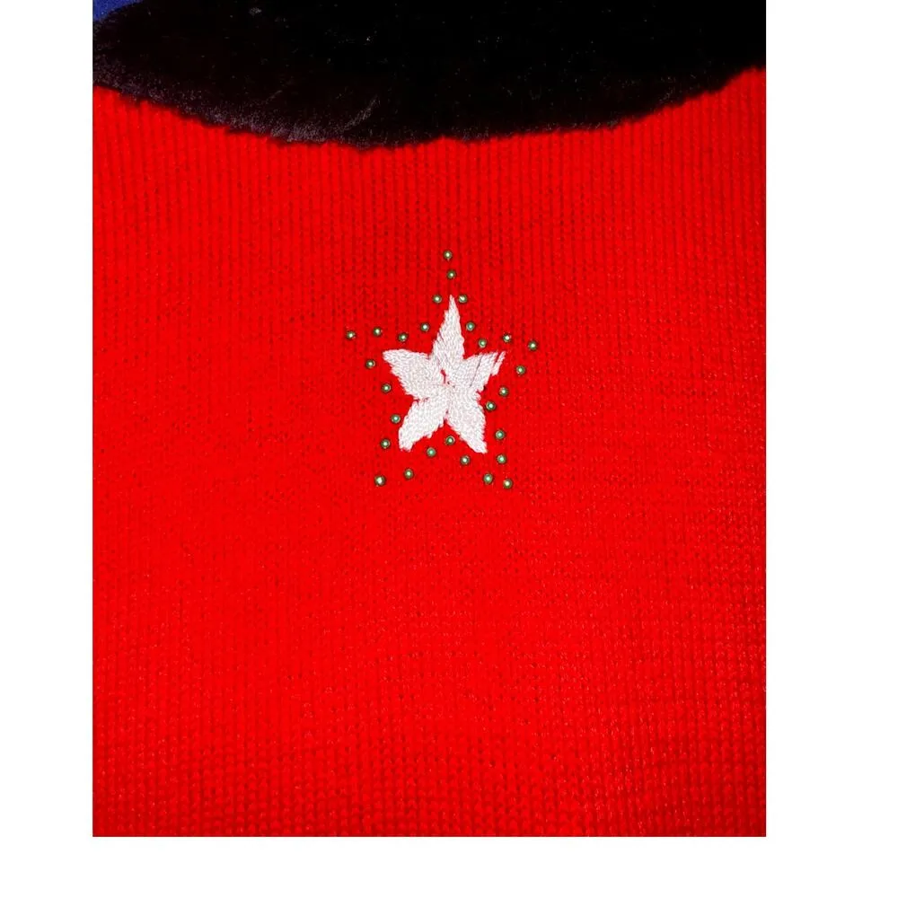 Mercer Street Christmas Sweater Vest Womens L Christmas Tree Snowflakes Beaded Red Size L - Image 7