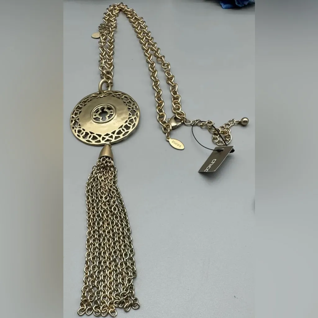Chicos Womens Portia Gold Tone Long Tassel Necklace NWT‎ $55 - Image 4