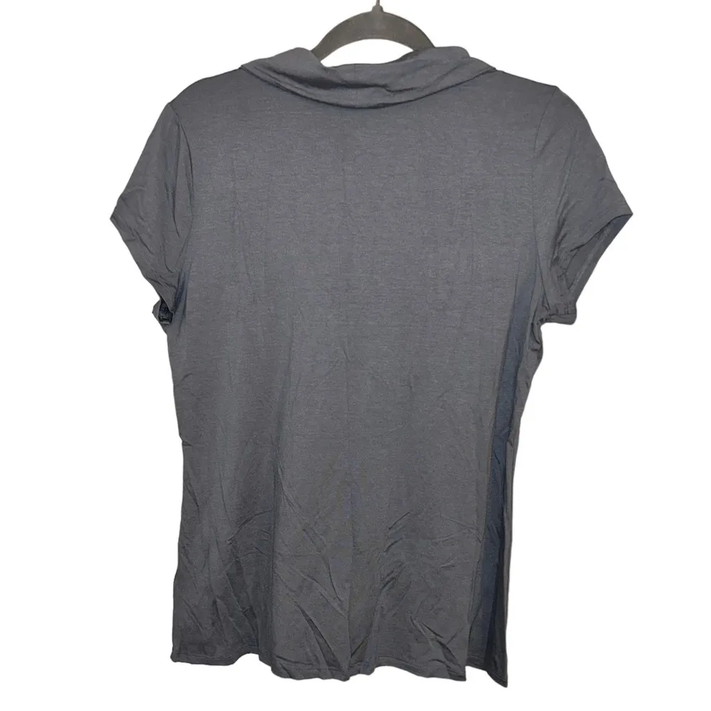 Light Gray Kenneth Cole Designer Top Women’s Size Large Shirt Cowl Neck Detail! - Image 2