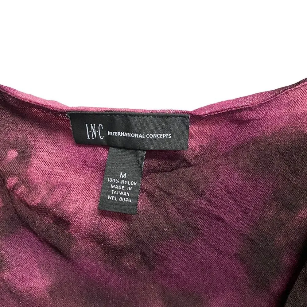INC International Concepts Women's Med Purple Pink Ikat Mesh Long Sleeve Y2K - Image 5