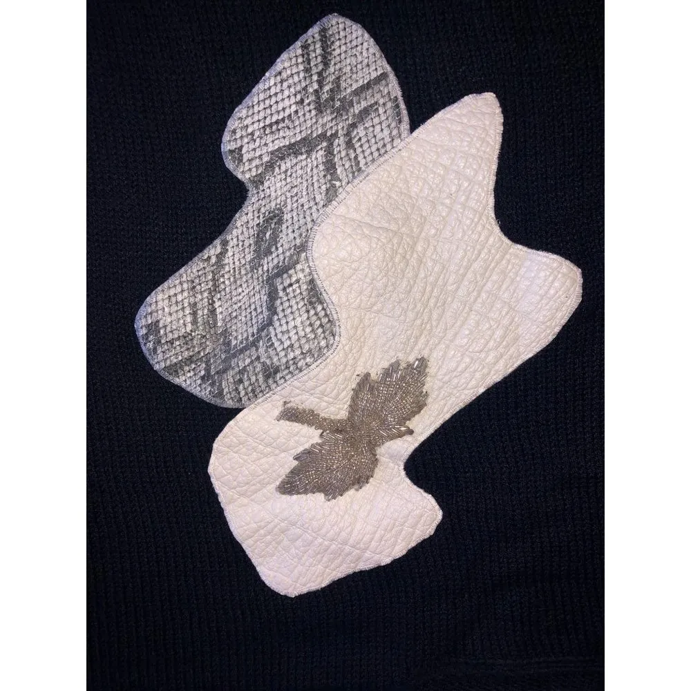 Duet Womens Size M Sweater Vintage Leather Snake Long Sleeve 80s Black Hong Kong Size M - Image 6