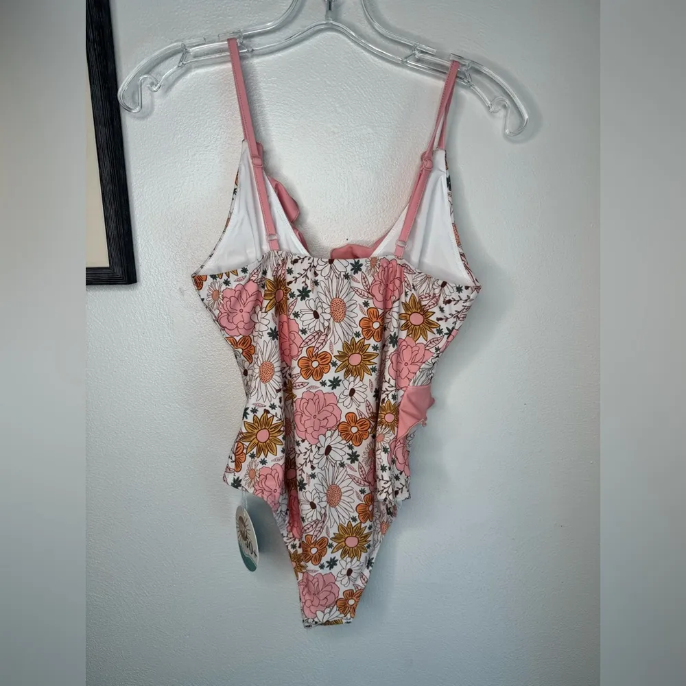 NWT Caden Lane Boho Floral One Piece Bathing Suit Pink - Image 3