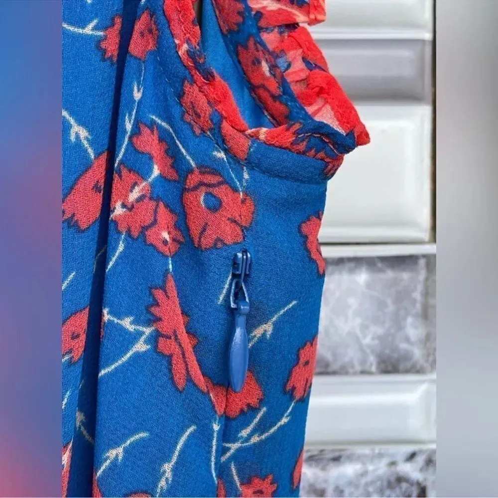 Boden Elise Coral Cyan Meadow Floral
Midi Dress 8 Blue - Image 10