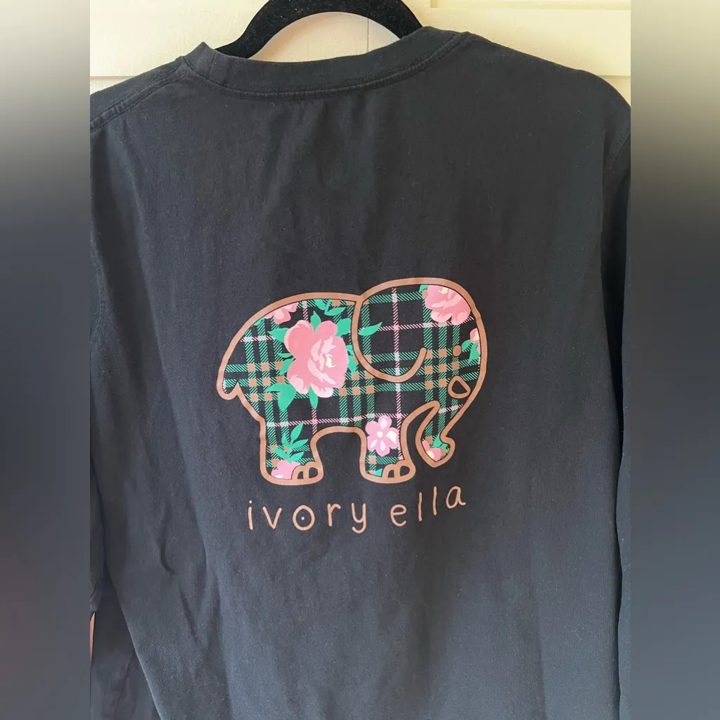 Ivory Ella Women’s Black Long Sleeve Shirt Elephant Floral Plaid Size Large‎ - Image 6