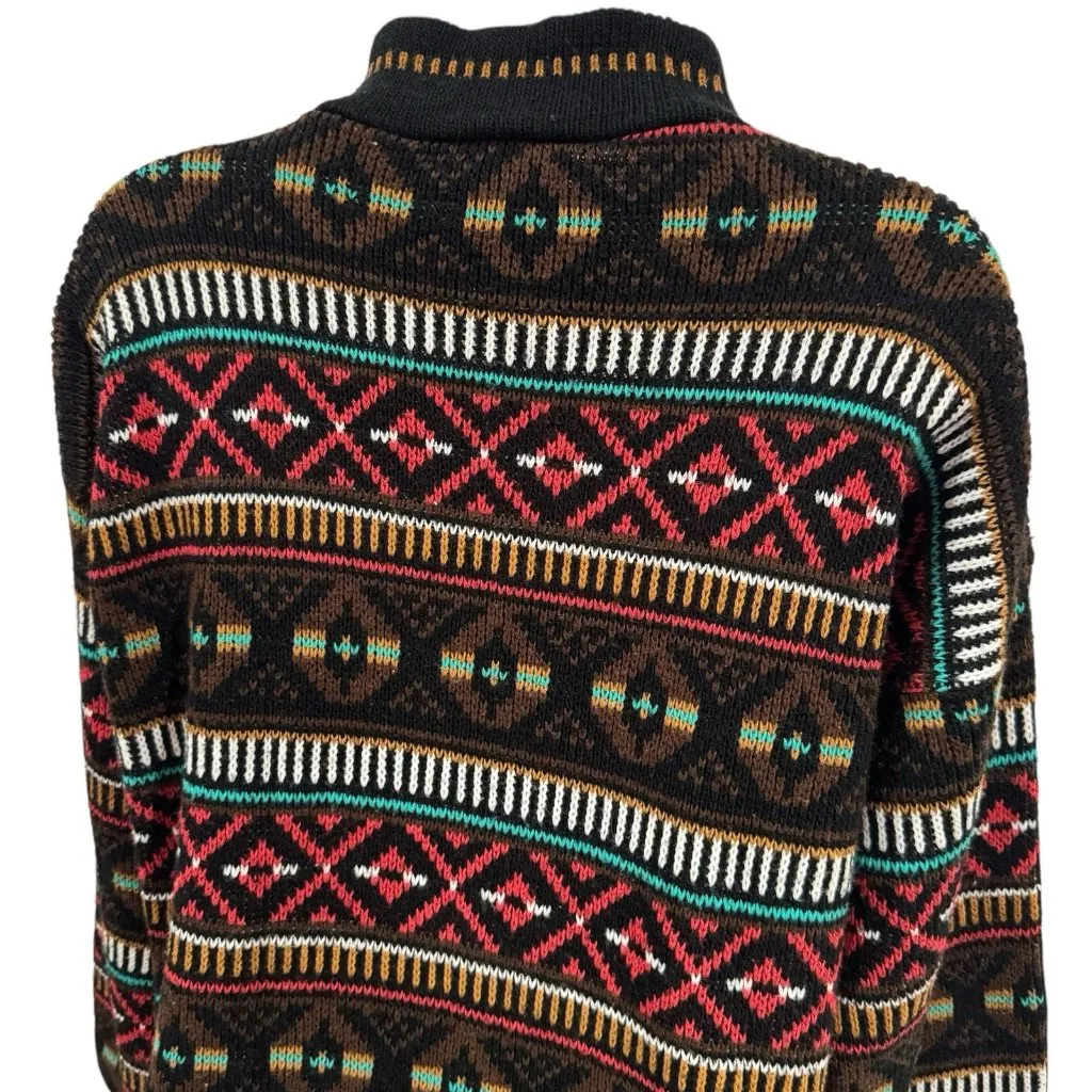 Vintage Croquet Clue Fair Aisle Sweater Cabincore Cozy Mountains Holiday S Brown - Image 6