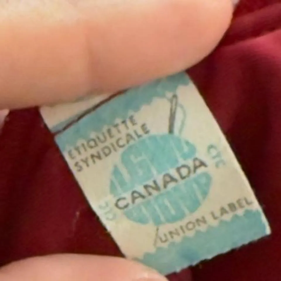 Vintage Burgundy Velvet / Velour Garment — Union Made in Canada (c. 1970s–80s) - Image 7