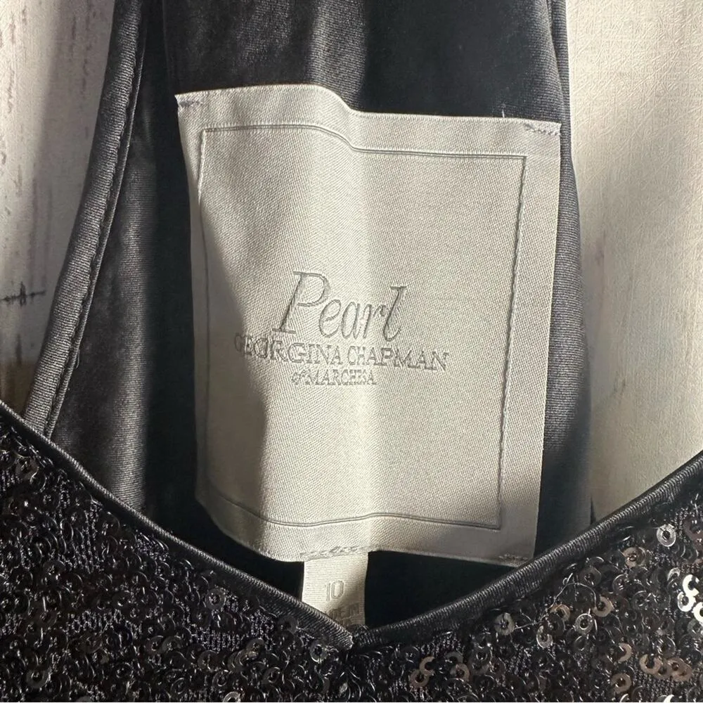 Pearl by Georgina Chapman Black Sequin Dress NEW Size 10 - Image 8