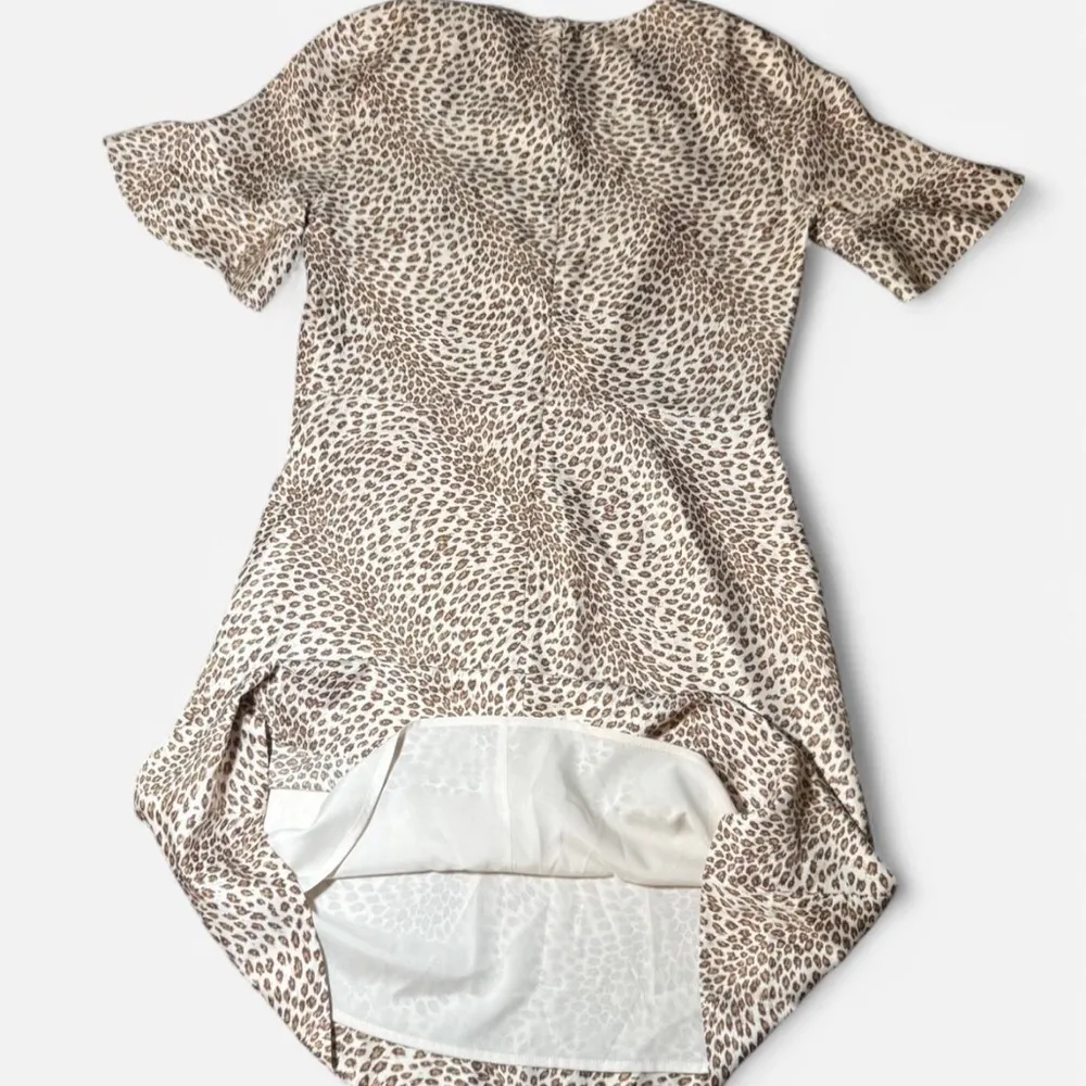 Banana Republic Ruffle Bell Sleeve Sz 8 Leopard Dress Lined A-line PERFECT - Image 4