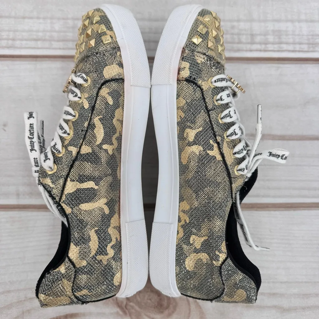 Juicy Couture Charter Gold Studded Camouflage Sneakers Mobwife Glam Bling Size 8 - Image 7