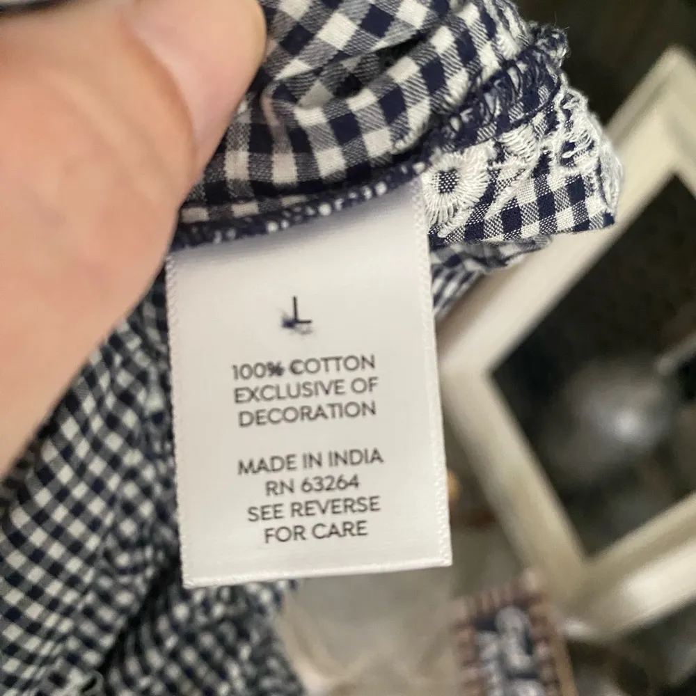 Westport Navy Gingham Off-Shoulder Blouse - Image 3