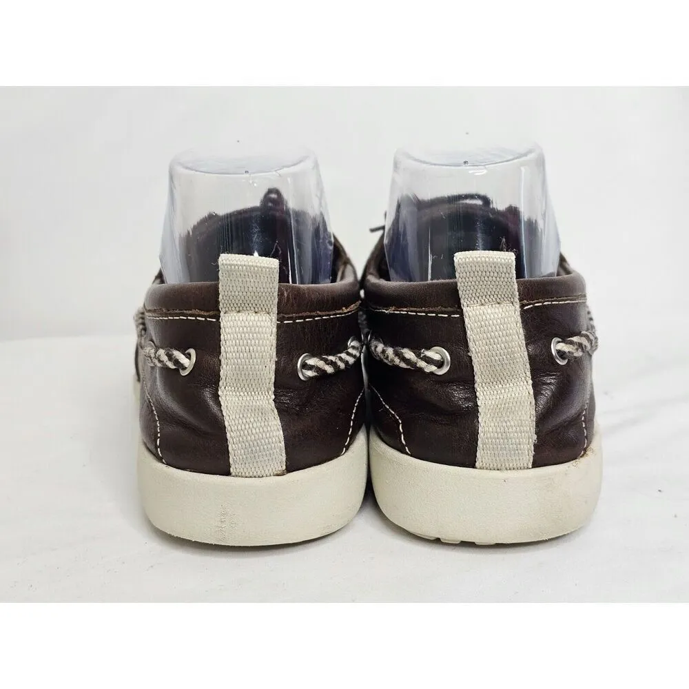 Crocs Above Deck Boat Shoes Women Size 8 Brown Off White Leather Loafer Croslite - Image 3