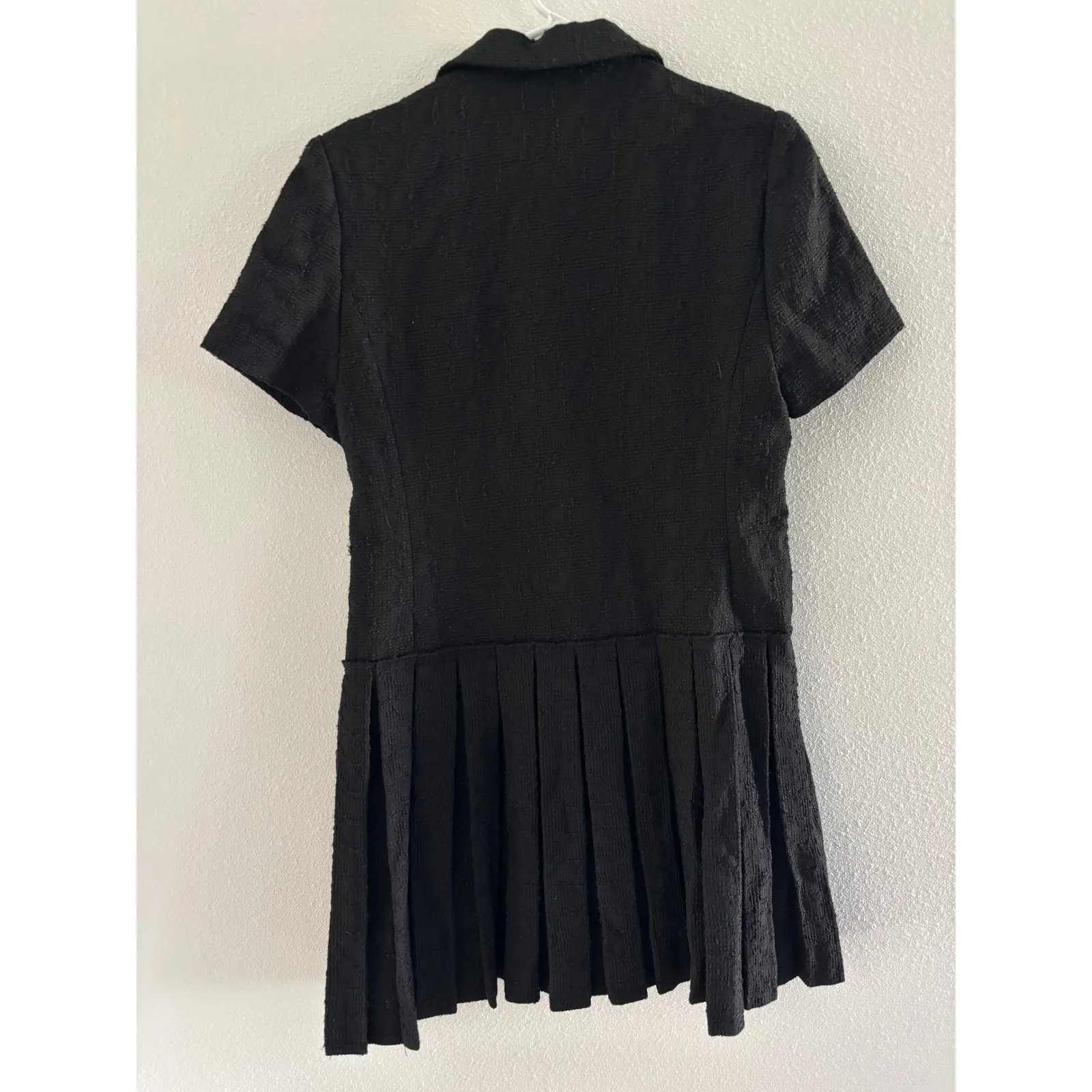 House of Harlow 1960 Dress Womens Medium‎ Black Tweed Career Quiet Luxury Preppy - Image 2