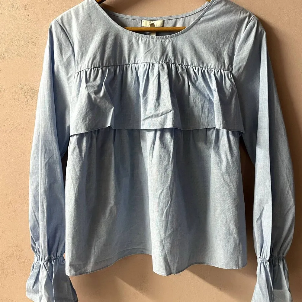 Joie Blue Adotte Ruffled Semi-Cropped Blouse Size M NWT - Image 9