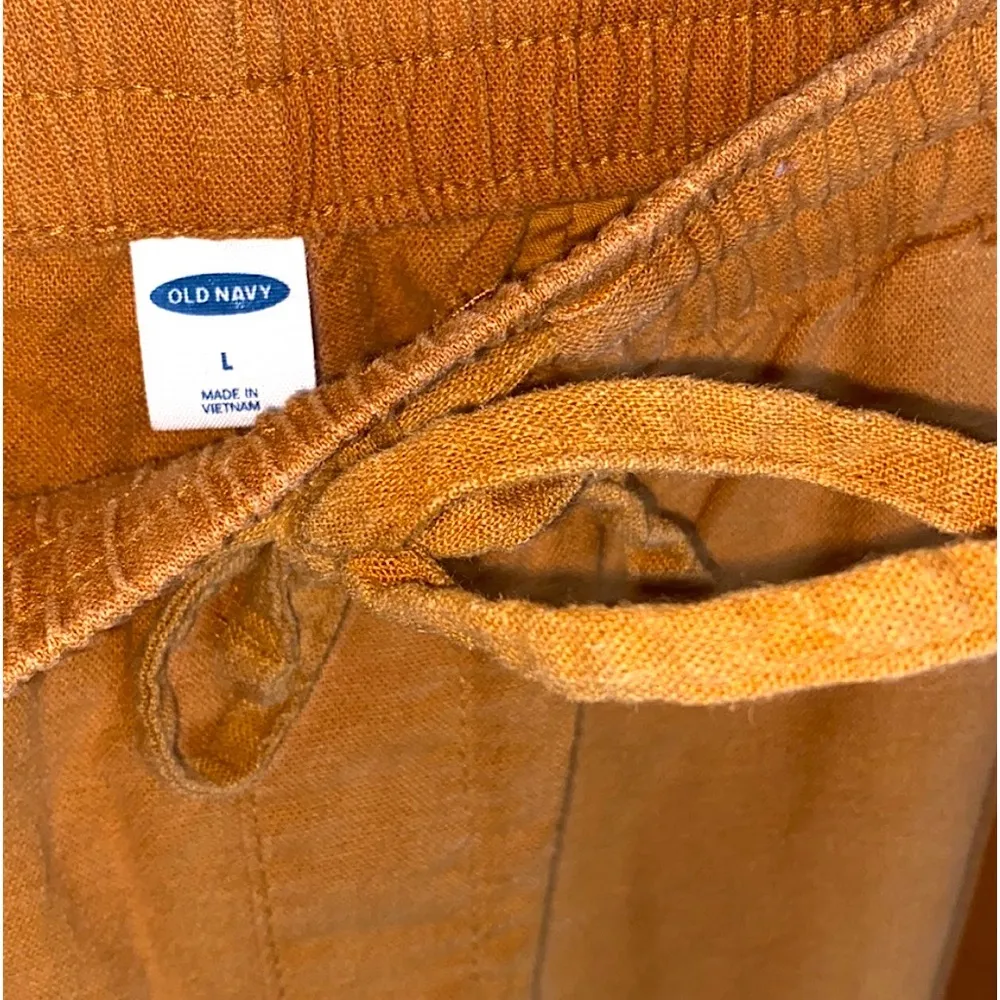 Old navy linen tapered pants with drawstring waist - tigers eye orange - Image 4