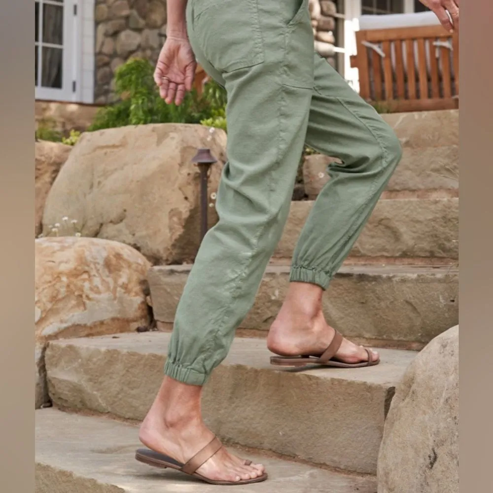 Frank & Eileen Jameson Sage Utility Jogger Linen Pants Size 10 EUC - Image 2