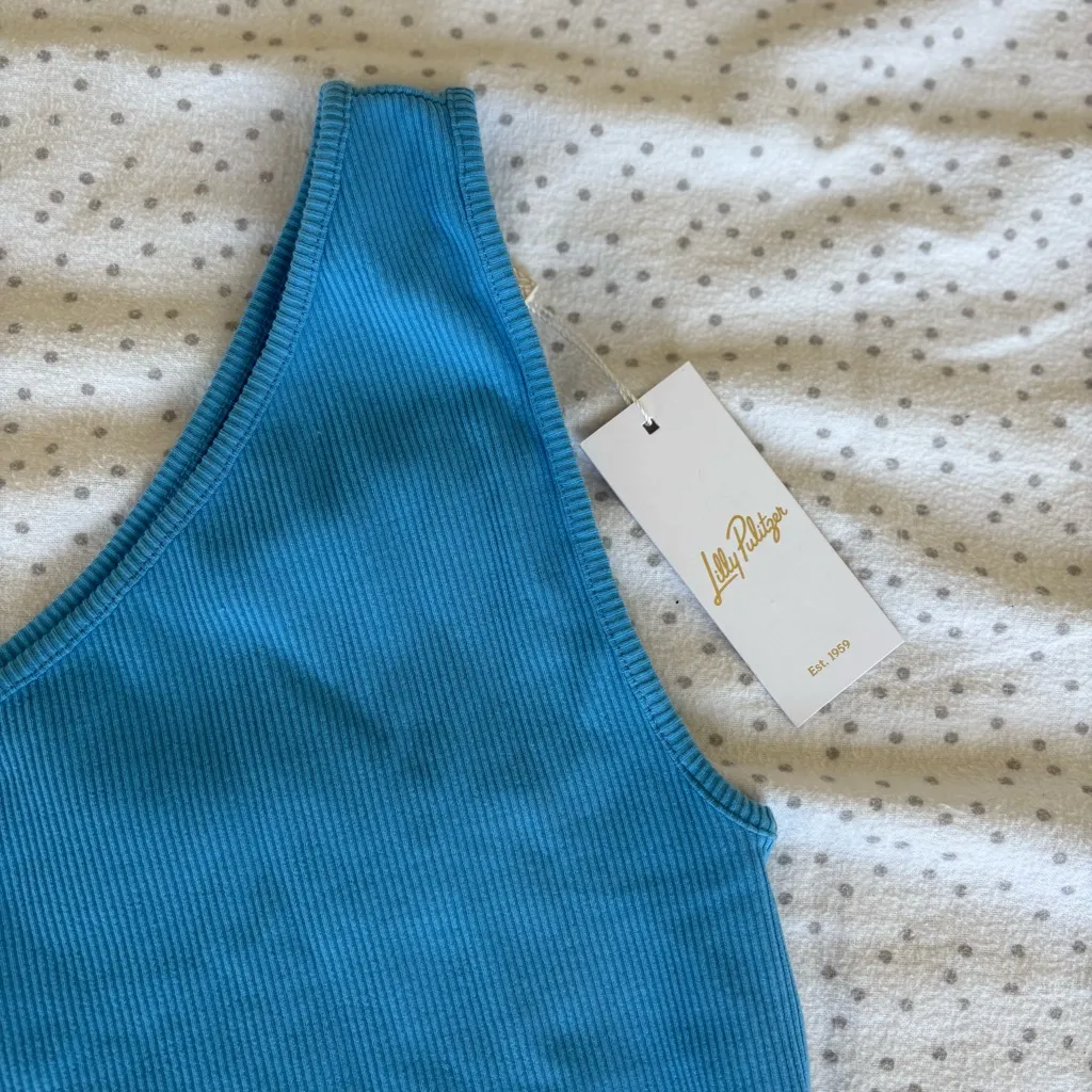 Lily Pulitzer Gael One Shoulder Ribbed Knit Tank Top In Lunar Blue Size M - Image 3