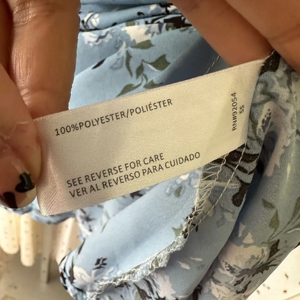 A Love Story Floral Smocked Wrist Sleeves Thin Elastic Waist Oversized Blouse XL - Image 7