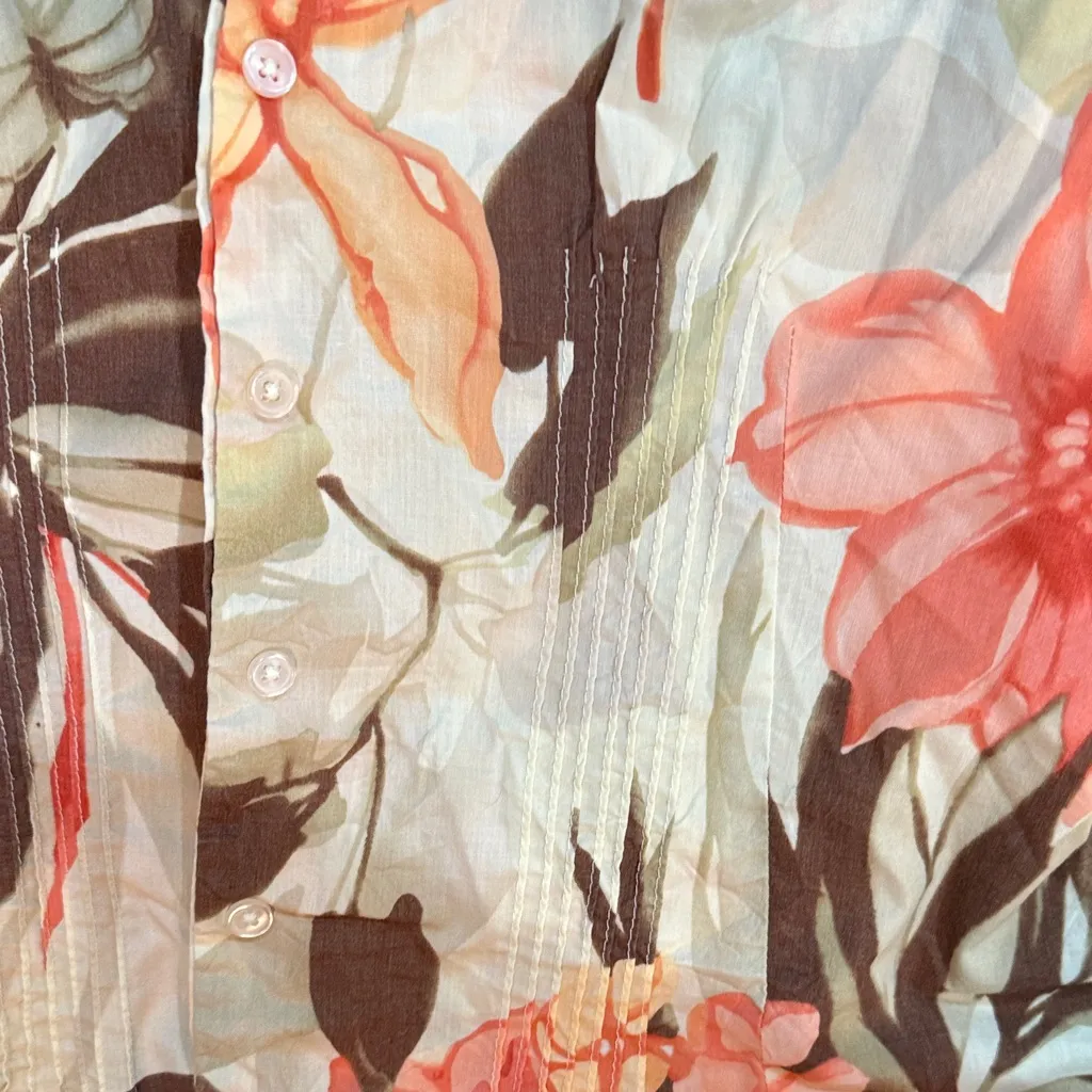 Caribbean Joe Medium Multicolor Floral Blouse - Image 3