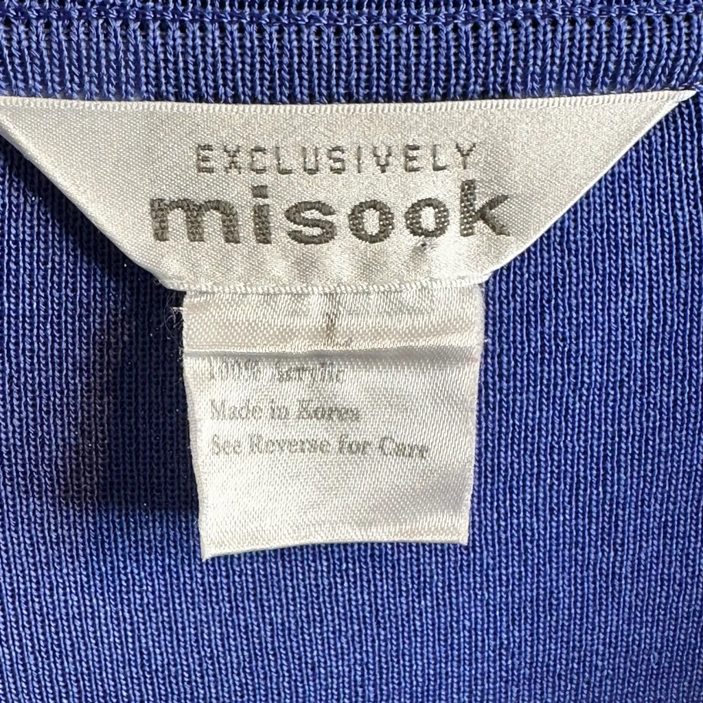 Misook Royal Blue Knit Black Trim Accents Cardigan Sweater Jacket - Image 7