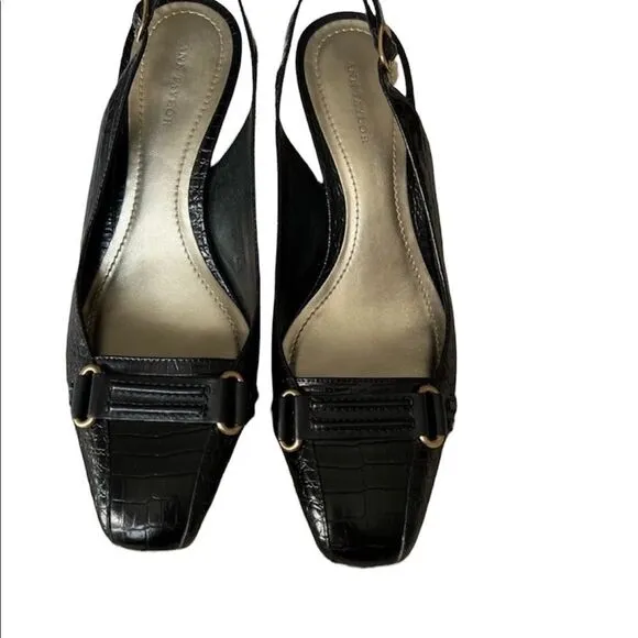 Ann Taylor  sling back heels black size 9M gorpcore buckle front - Image 2