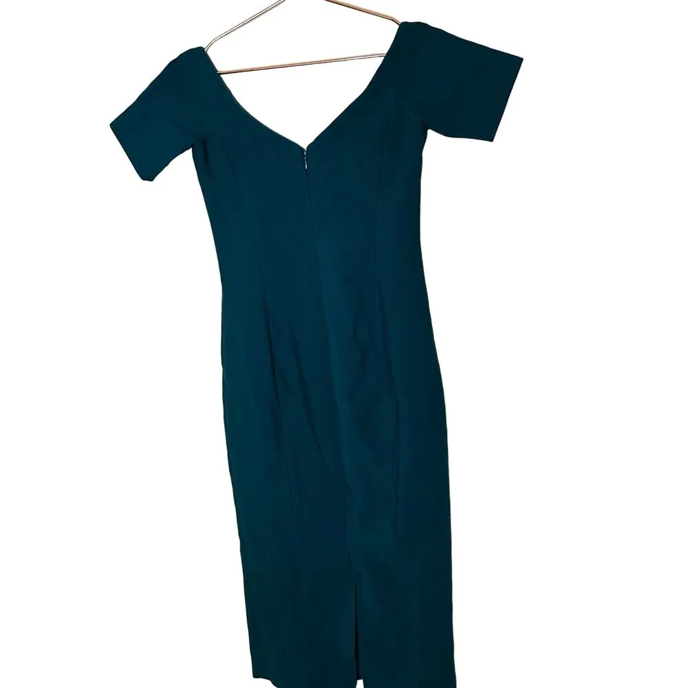 CINQ A SEPT Teal Jolie Off The Shoulder Sheath Bodice Fully Lined Dress Size 6 - Image 5
