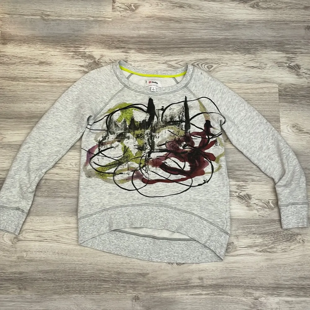Neiman Marcus Gray Graffiti Paint Splatter Soft Sweatshirt S - Image 5