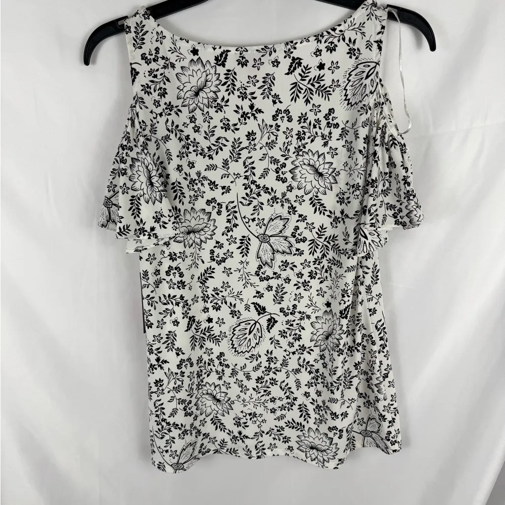 Vince Camuto  Blouse with Modern Flair floral print‎ cold shoulder cutouts - Image 5