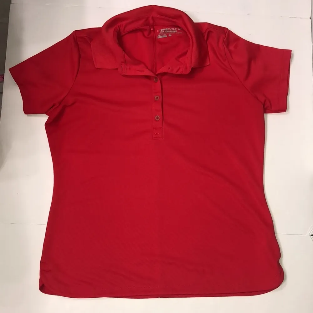 RED NIKE GOLF PERFORMANCE DRI FIT POLO - Image 6