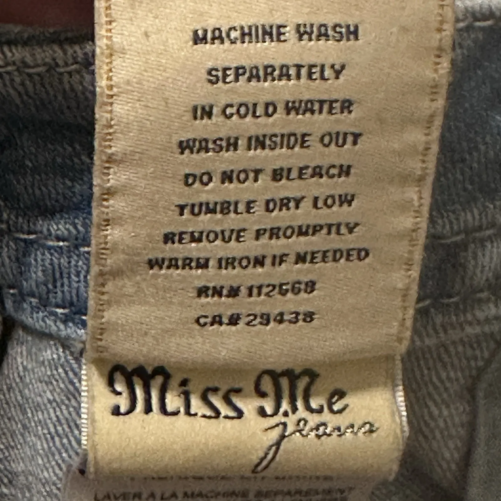 Miss Me Cut Off Embroidered‎ & Bling Denim Shorts Size 30 Raw Hem Low Rise Y2K - Image 8