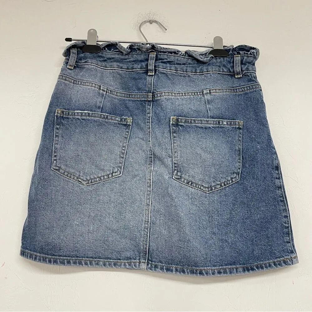 Miss Selfridge Denim Paperbag Waist Mini Jean Skirt Womens 8 Ruffled Casual - Image 6