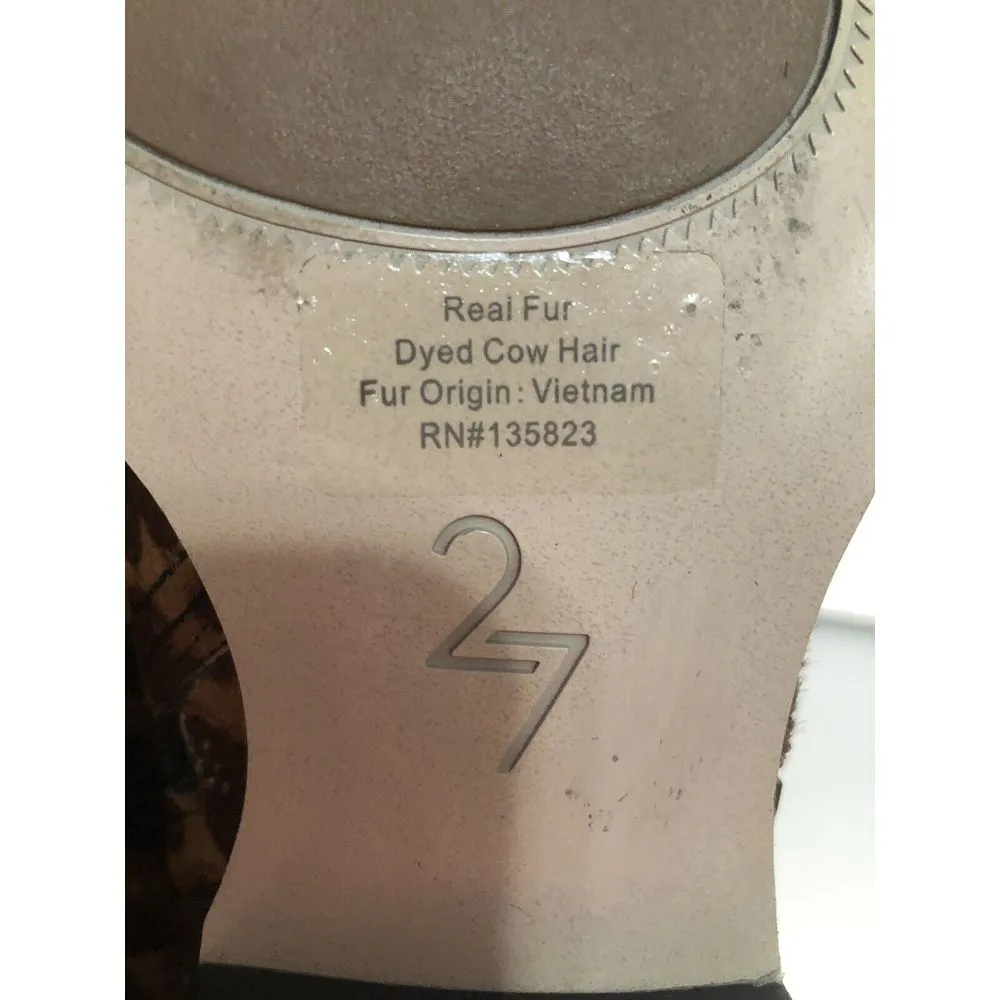 27 Edit Real Fur Cow Dyed‎ Hair Animal Print Ankle Boots Women's Size 7.5 Brown - Image 10