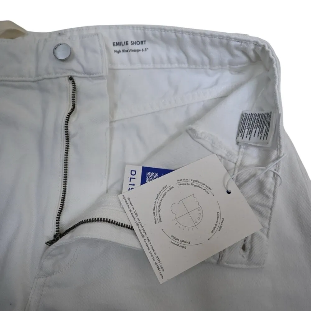 DL1961 Womens 28 Emilie Ripped High Waist Fray Hem Denim Shorts in White NEW - Image 8