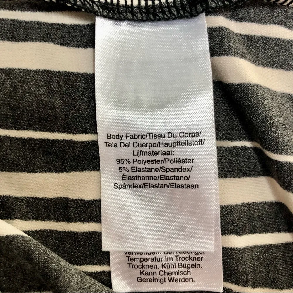 Striped Fit & Flare Asymmetrical Mini Dress Handkerchief Hem Black White M - Image 13