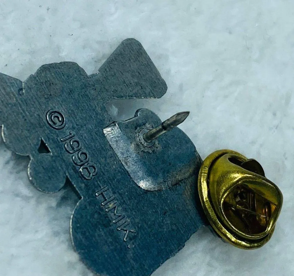 1998 HMK Train 25th Anniversary Tie Tack Pin Pewter Silver Color Steam Engine - Image 9