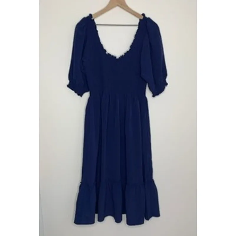 Hill House The Luisa Nap Blue Navy Crepe Dress Womens New Size XL - Image 4