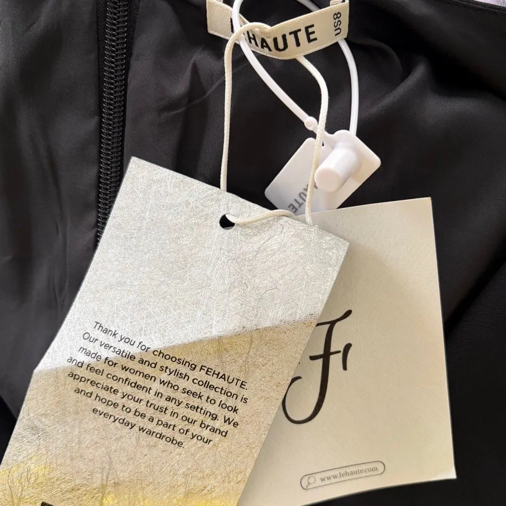 Fehaute Cowl Neck Jumpsuit Black Ruffle Detail Size 8 NWT - Image 6