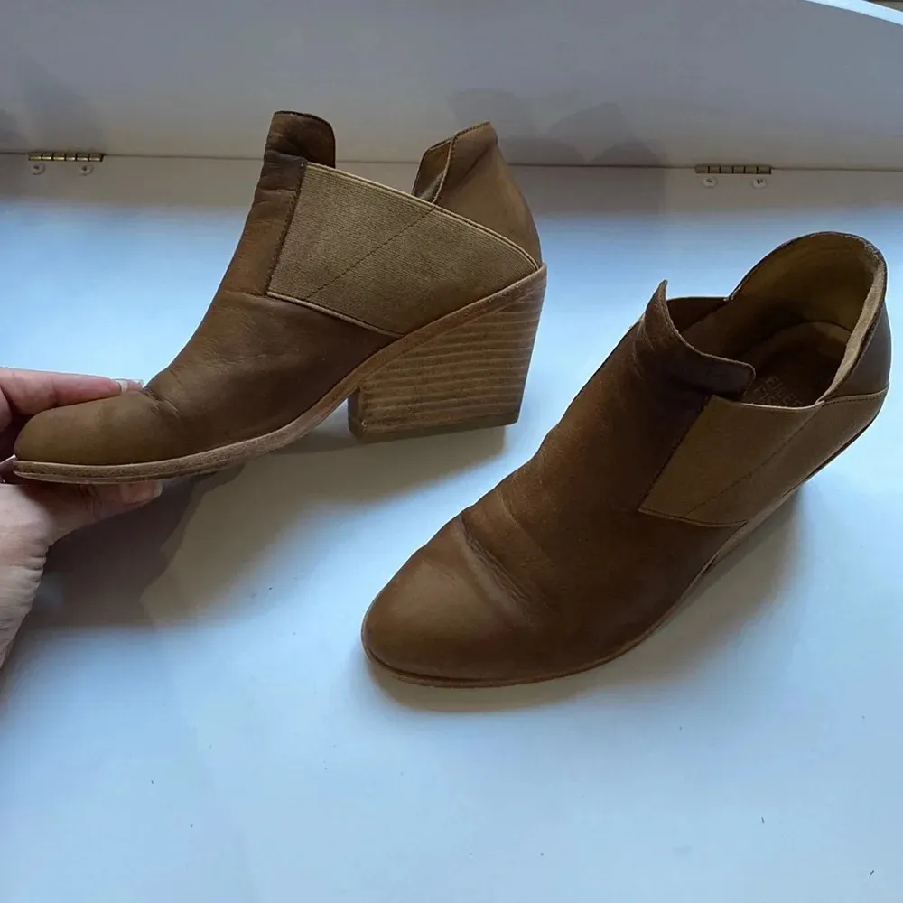 Eileen Fisher Even‎ Booties Tan Brown Leather Ankle Booties Size 7 - Image 2