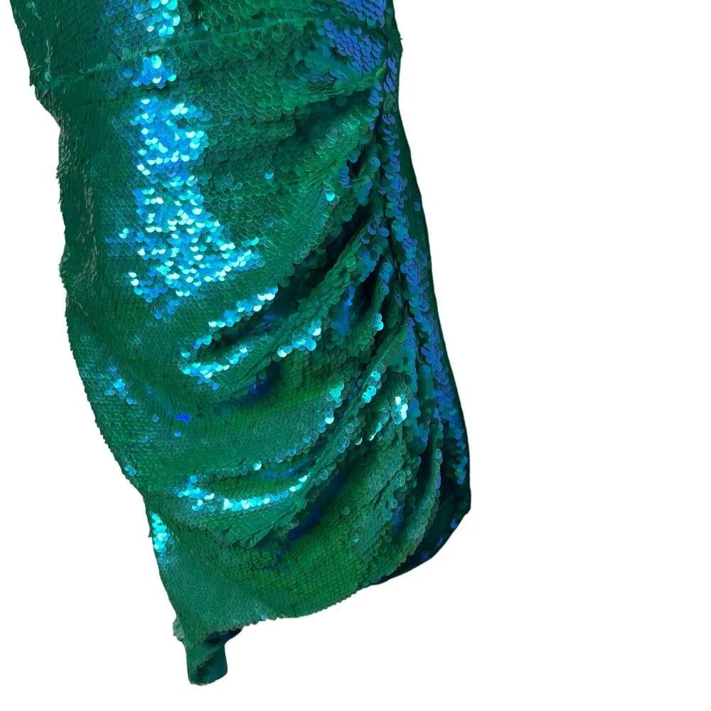 AMANDA UPRICHARD Sierene One shoulder Mini Dress Spring Green Sequin sz S - Image 8