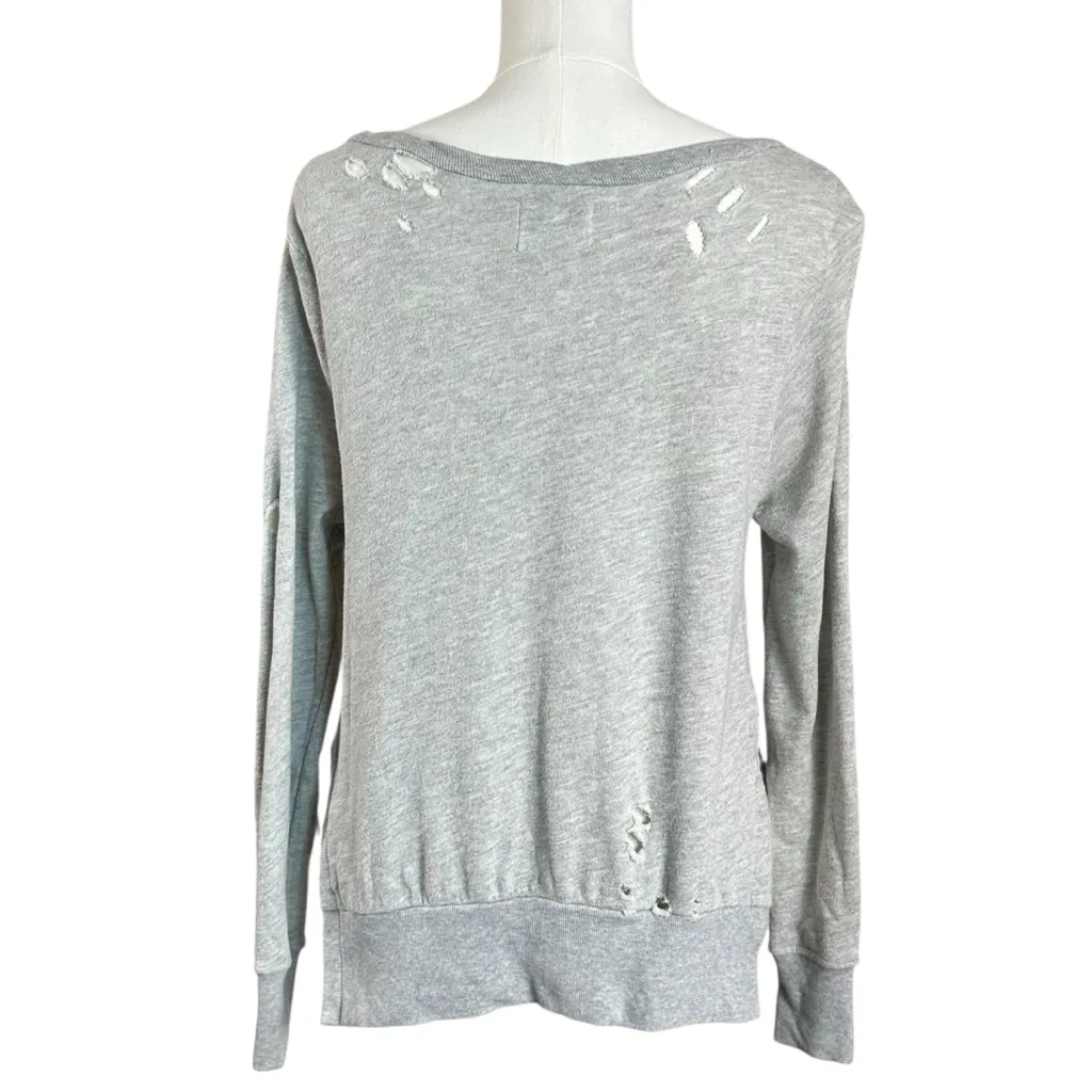 Pam & Gela Juicy Couture Distressed Tie Side V Neck Sweatshirt Oversized Small - Image 4