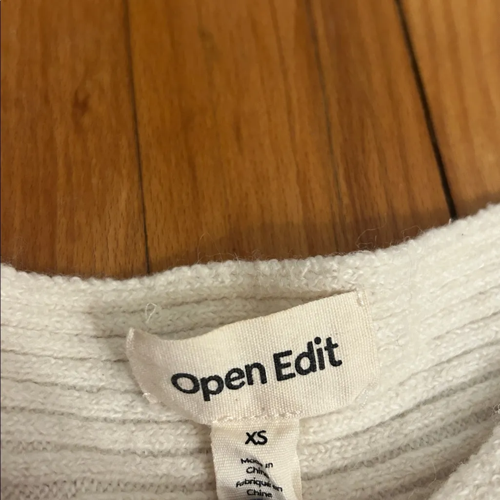 Open Edit Wool Blend Ribbed Sweater - Image 3