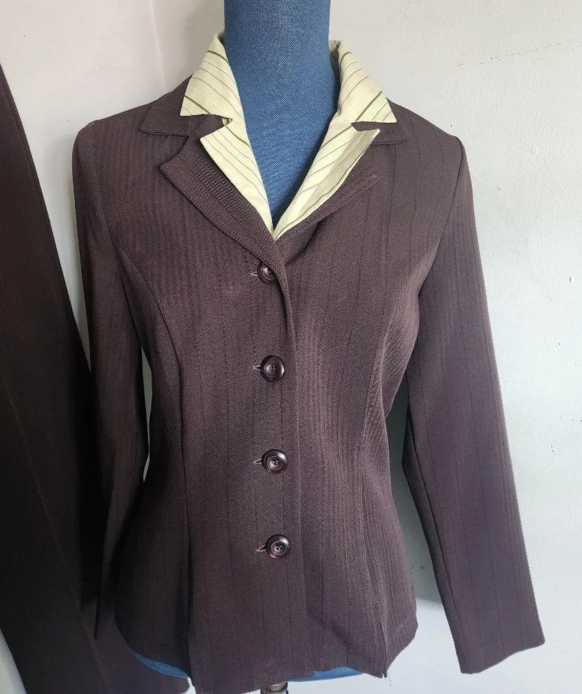 Vintage My Michelle Brown Pantsuit with Removable Faux Shirt - Image 2