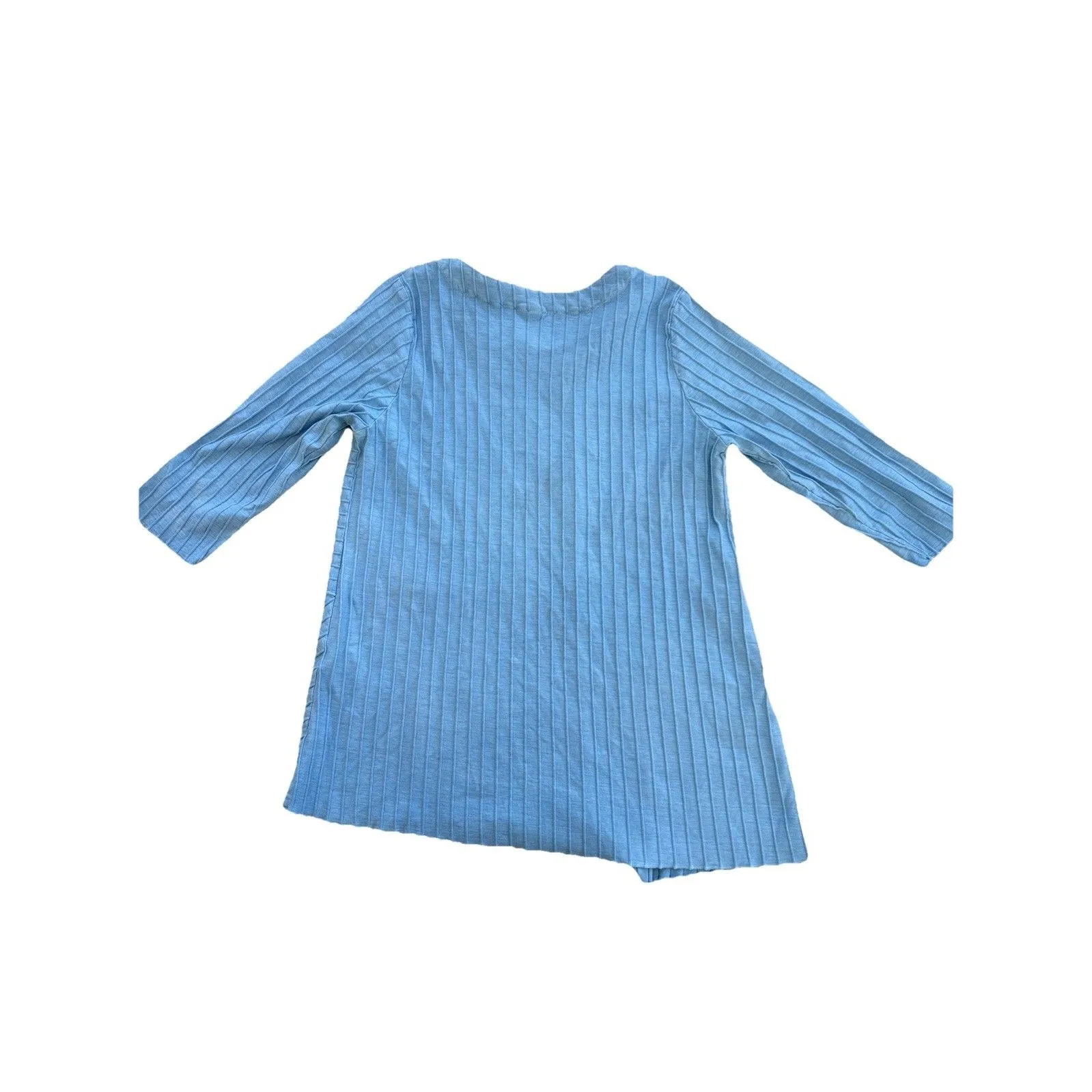 Focus Casual Life Textured Oversized Cotton Boho Art To Wear Lagenlook Top M Blue Size M - Image 4