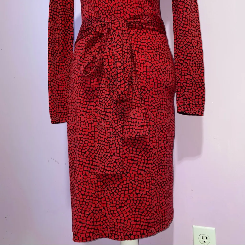 DVF Wool Midi Wrap Dress Women S Long Sleeve Office Professional Career Luxury - Image 7